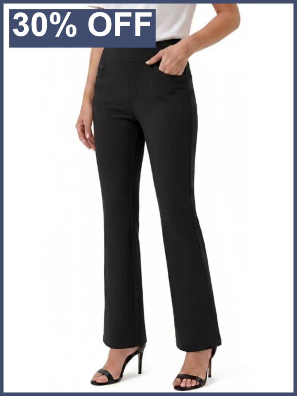 Petite Dress Pants High Waist Pull On Bootcut Work Slacks